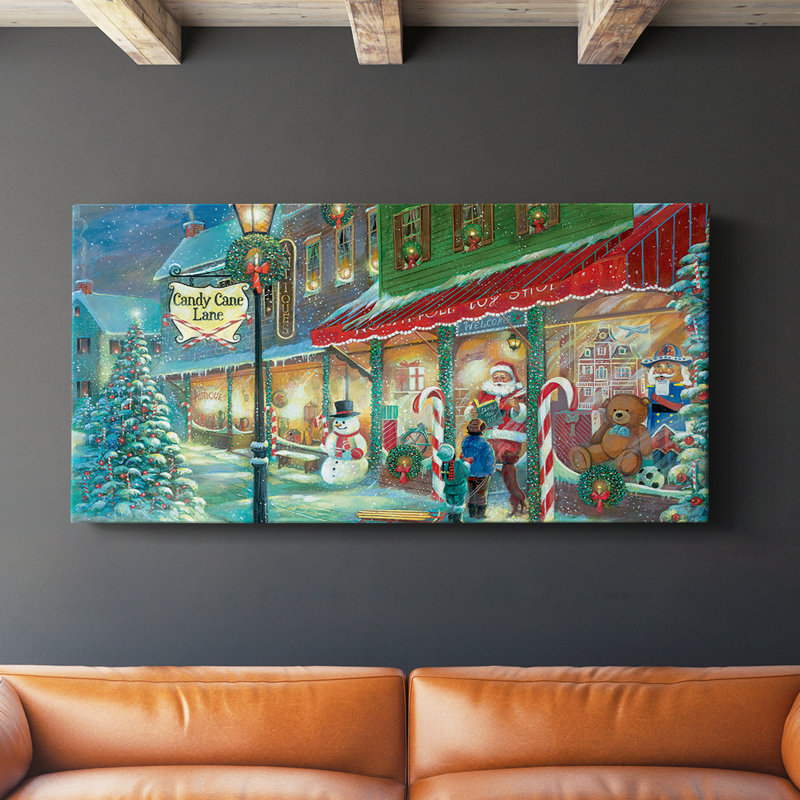 Candy Cane Lane - Toile tendue avec châssis - Prêt à accrocher, H 16 po x l 32 po