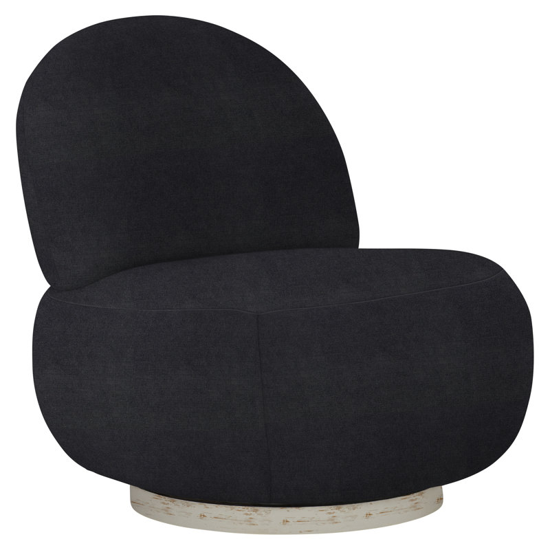 Lulu 29'' Wide Swivel Side Chair, Akiko Graphite Performance 5534-011, Antique White