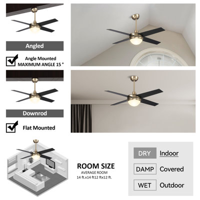  52" Smart Ceiling Fan with LED Lights, Wall Switch