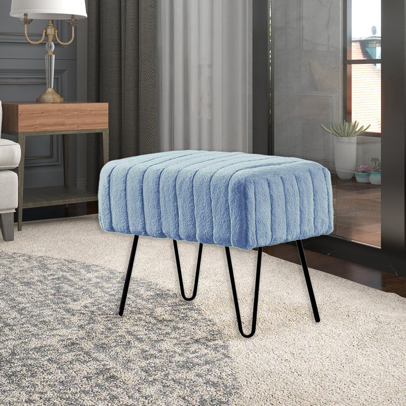 Defranco Upholstered Ottoman, Arona Faux Fur