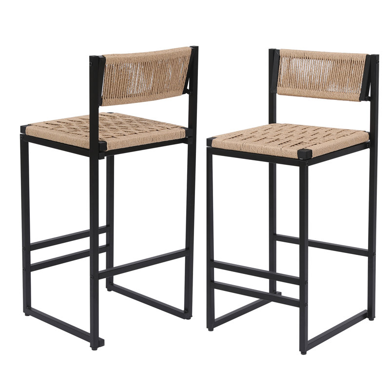 Ensemble de 2 tabourets de cuisine avec repose-pieds et tabouret de cuisine à hauteur de comptoir (style B noir et miel)