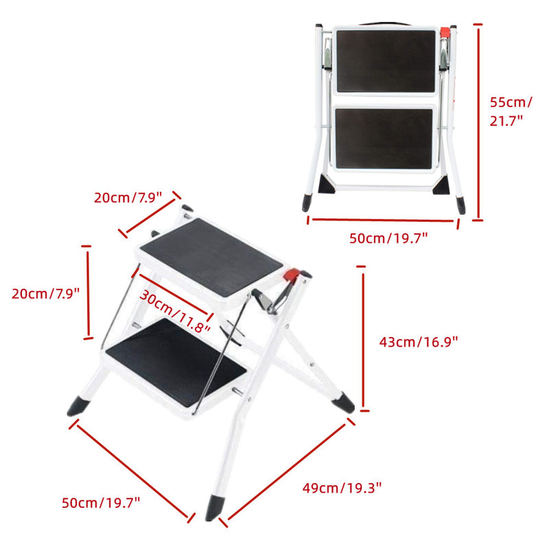 2 - Step Steel Lightweight Folding Small Step Ladder