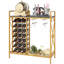 Range-bouteilles autoportant pour 21 bouteilles avec étagère de rangement noir et or