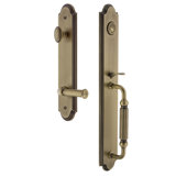 Arc Handleset with Deadbolt and Georgetown Door Lever and Rosette