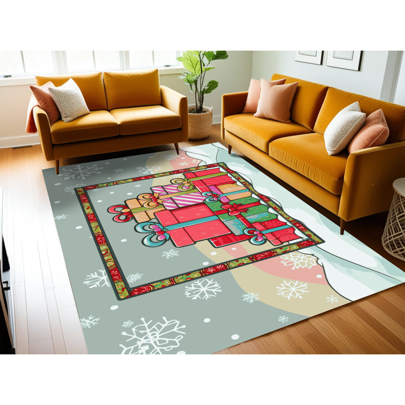 Tapis de vacances d'hiver de Noël lavable The Holiday Aisle®, Rectangle 4pi x 6 pi