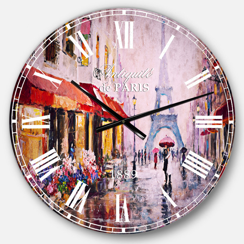 Lovers in Paris Eiffel Tower - Horloge murale industrielle, Moyen
