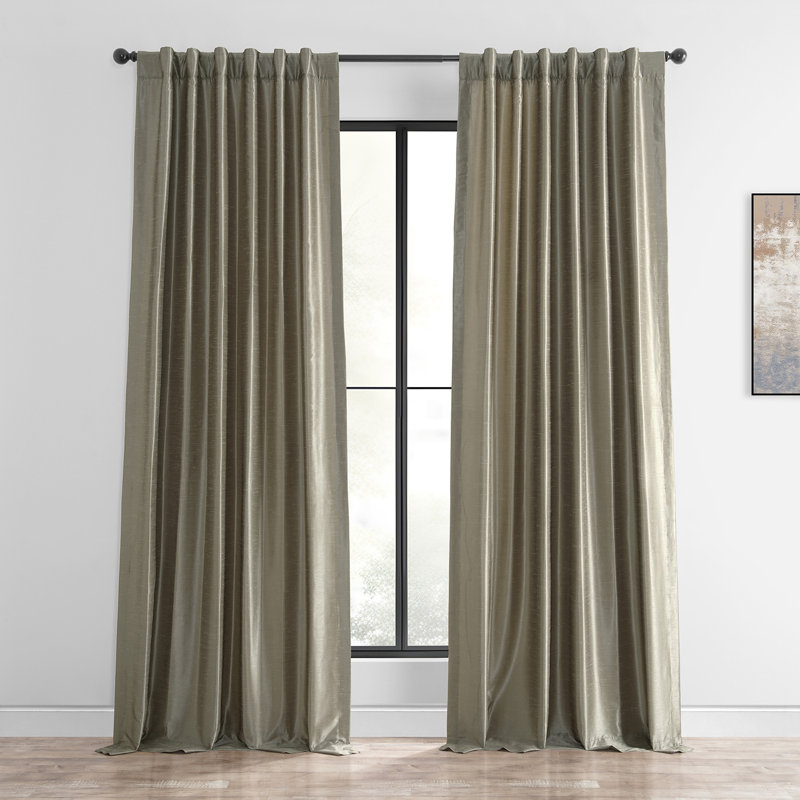 Rayne Vintage Textured Faux Dupioni Silk Room Darkening Curtains Window Single Curtain Panel, Peacock, 50" W x 108" L