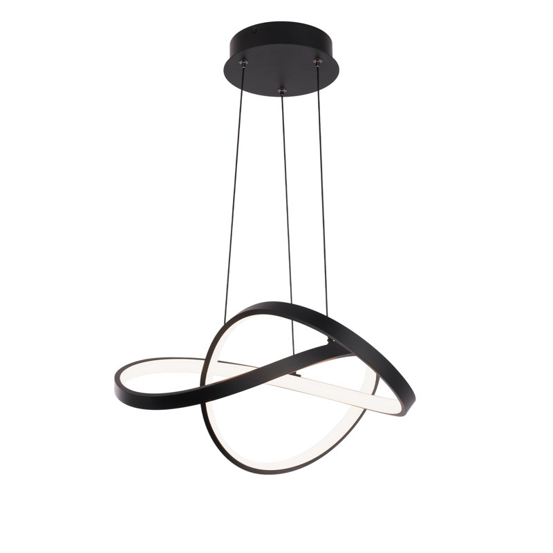1 - Light LED Unique/Statement Pendant, Black