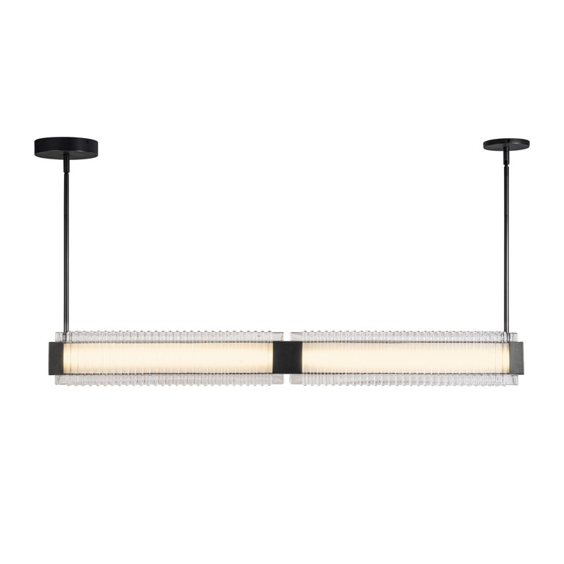 Urban Bronze Ribbed Glass LED Linear Pendant Light