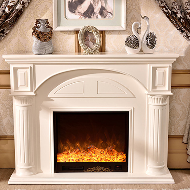 Foyer électrique en bois massif, Beige