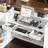 L-shaped Reception Desk With Counter, Glass Retail Counter Desk Display Case, 2 Drawers