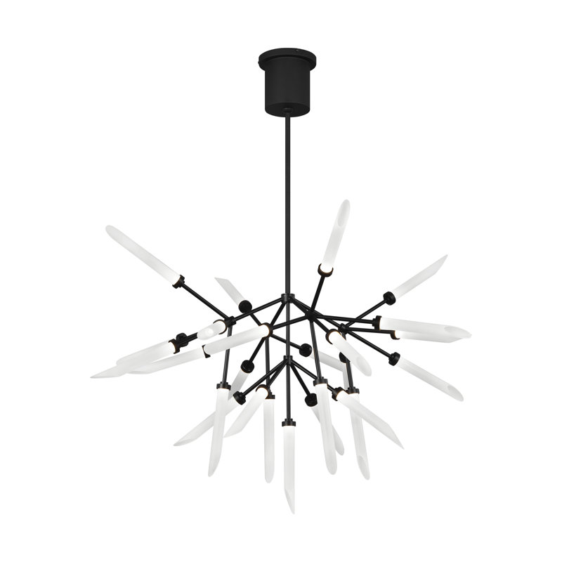 Spur LED Chandelier, Matte Black, 26"H x 37.4"W x 37.4"D, 2