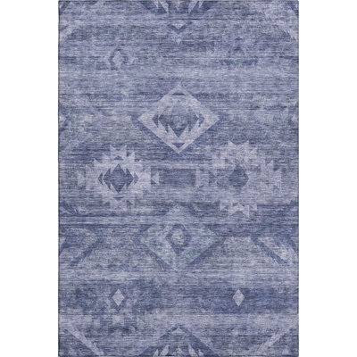 Premium Machine Washable Prisco Navy Rug