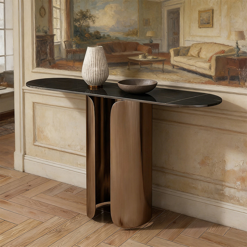 Console décontractée de qualité italienne, H 33,46 po x l 62,99 po x P 15,75 po, Noir, Bronze