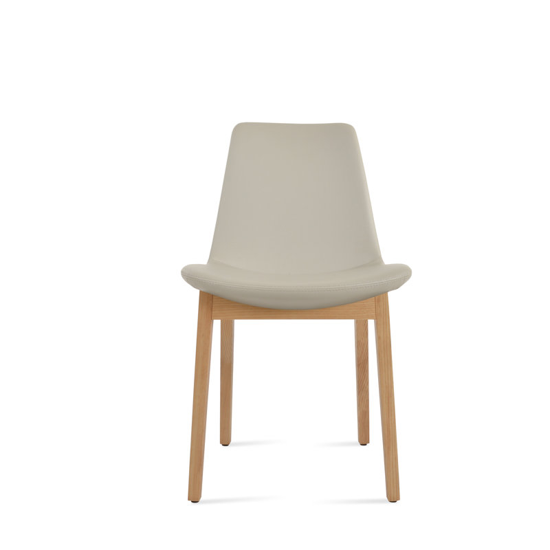 Eiffel Wood Dining Chair, Bone Faux Leather, Natural