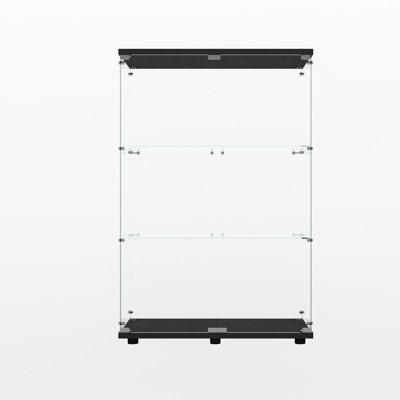 Vitrine en verre trempé avec bande lumineuse à DEL Bluetooth, vitrine à 4 niveaux avec lumière de synchro de musique, roues verrouillables, vitrine noire pour objets de collection