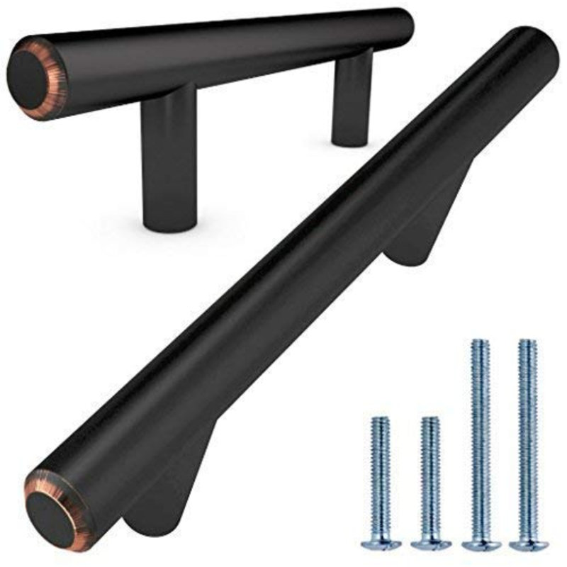 Oil Rubbed Bronze Steel Bar Pulls with Mounting Hardware, Set of 10