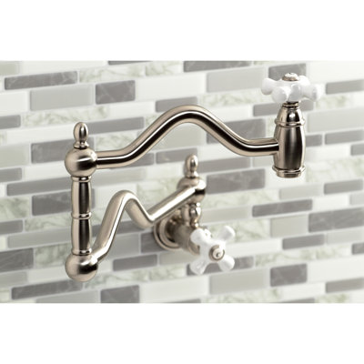 Kingston Brass Heritage Two-Handle 1-Hole Wall Mount Pot Filler Faucet