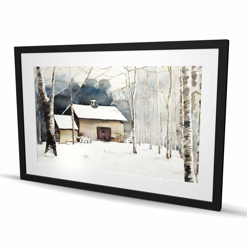 Petite grange d'hiver - beige, H 24 po x l 36 po, Noir