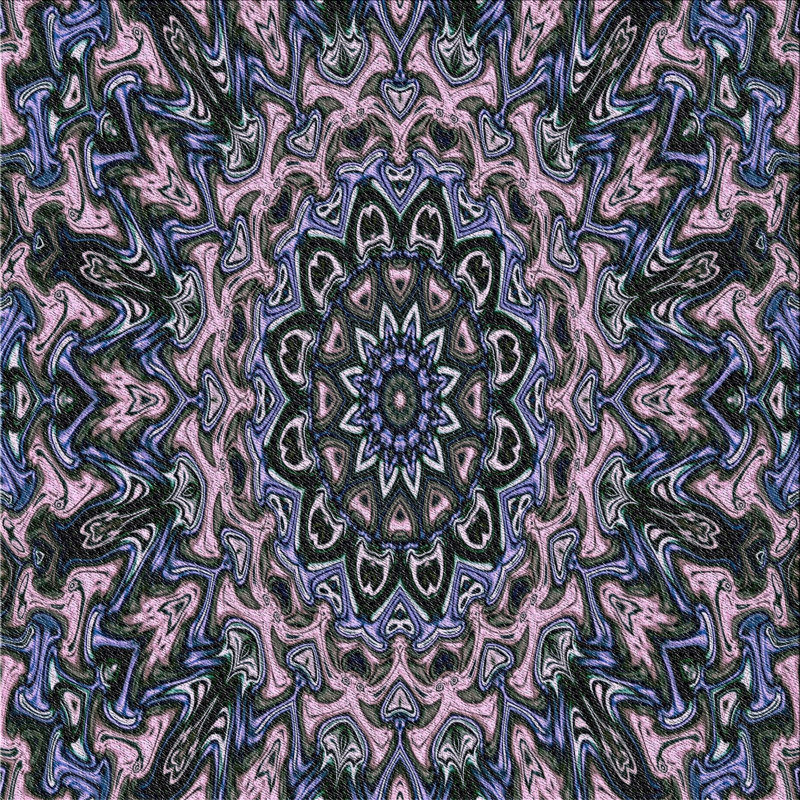 Tapis abstrait rose / mauve, Carré 7 pi