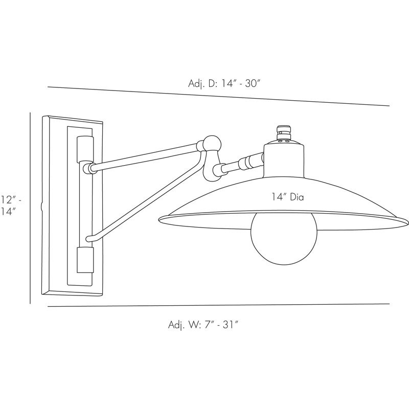 Nox 1 - Light Swing Arm, Antique Brass/Black