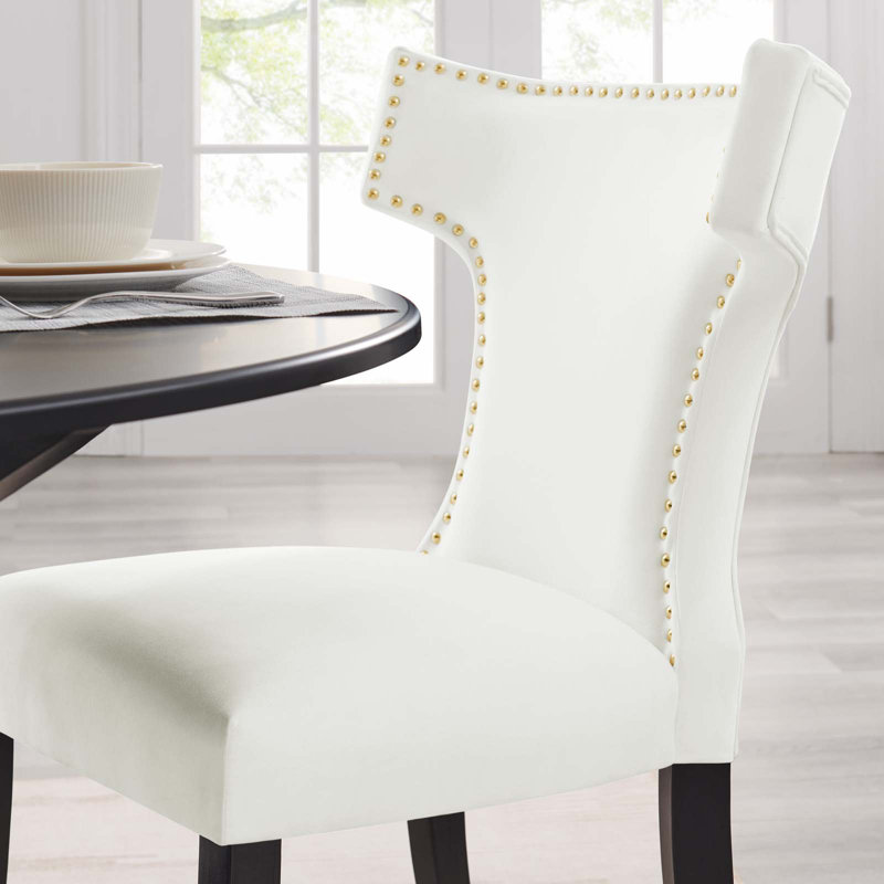 Modway Curve Performance Velvet Dining Chairs, White
