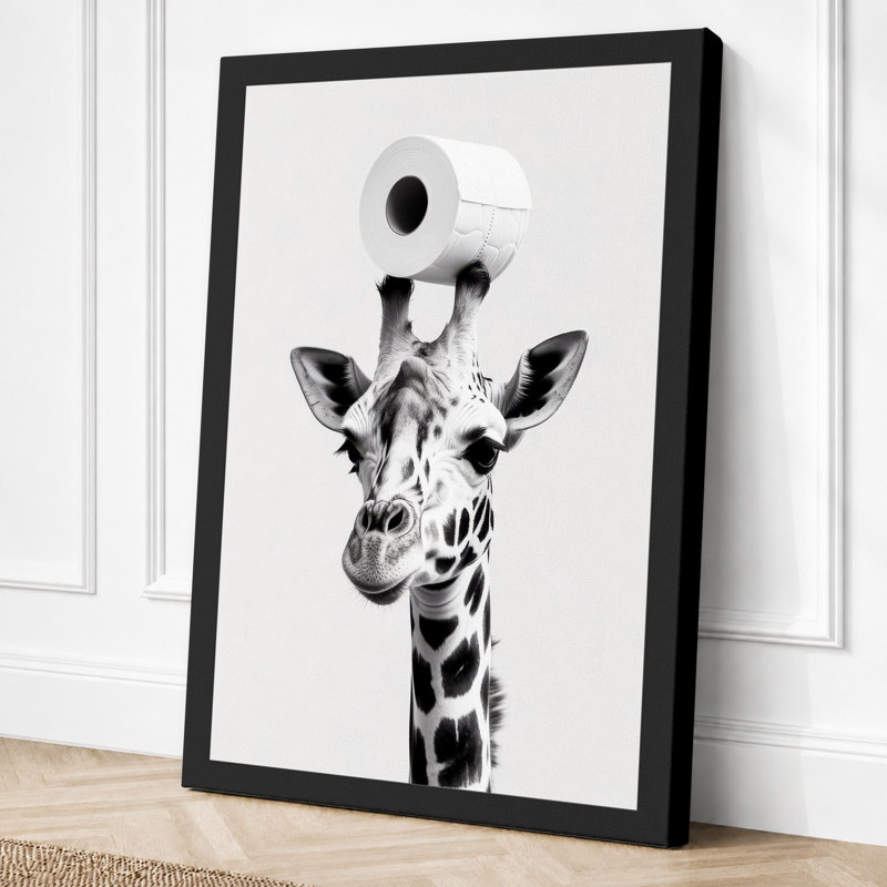 Giraffe with Camera Surrealism - Wrapped Canvas, 36x24 - 91.4 x 61.0 cm, Black Border