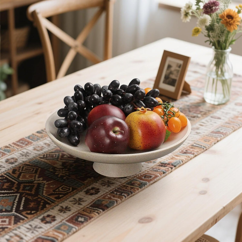 Bol décoratif moderne à piédestal en résine, grand bol à fruits pour comptoir de cuisine