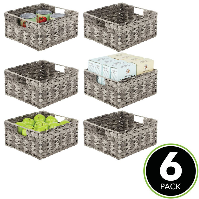 Plastic Bin Set, 6" H x 13" W x 12" D, Gray Ombre