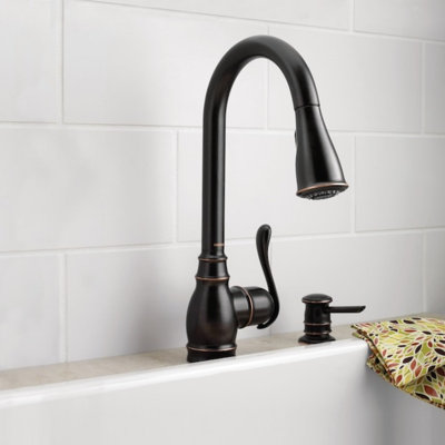 CA87003 Single Handle Kitchen Faucet with Pullout Spray and Soap Dispenser from the Anabelle Collection (Low Lead Compliant)