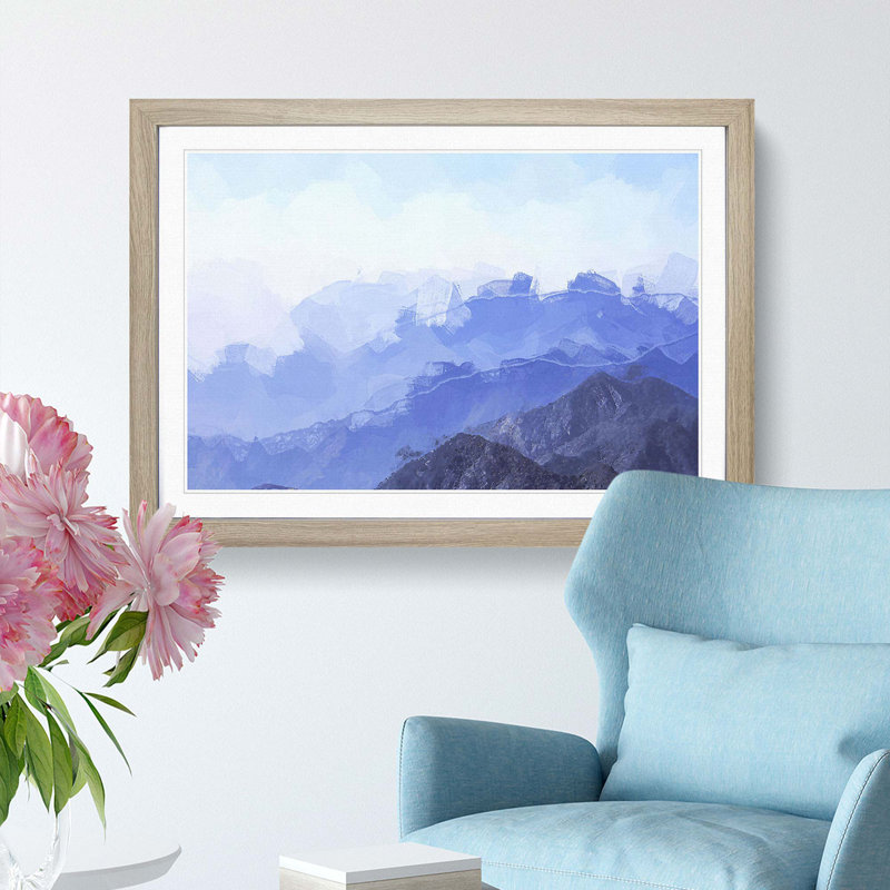Fog over the Mountain Valleys in Abstract - Picture Frame Graphic Art Print, Oak Framed, 27cm H x 36cm W x 2cm D