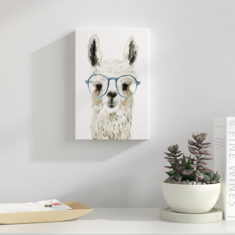 Hip Llama II by Victoria Borges - Painting, 30cm H x 20cm W, Wrapped Canvas