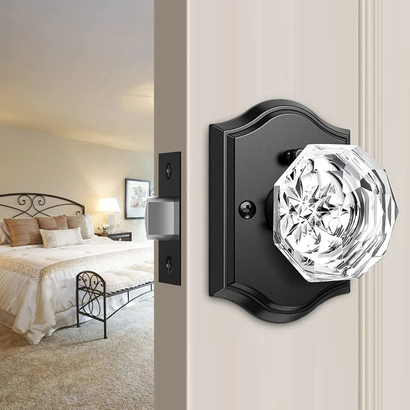 Crystal Privacy Door Knobs With Arch Rosette