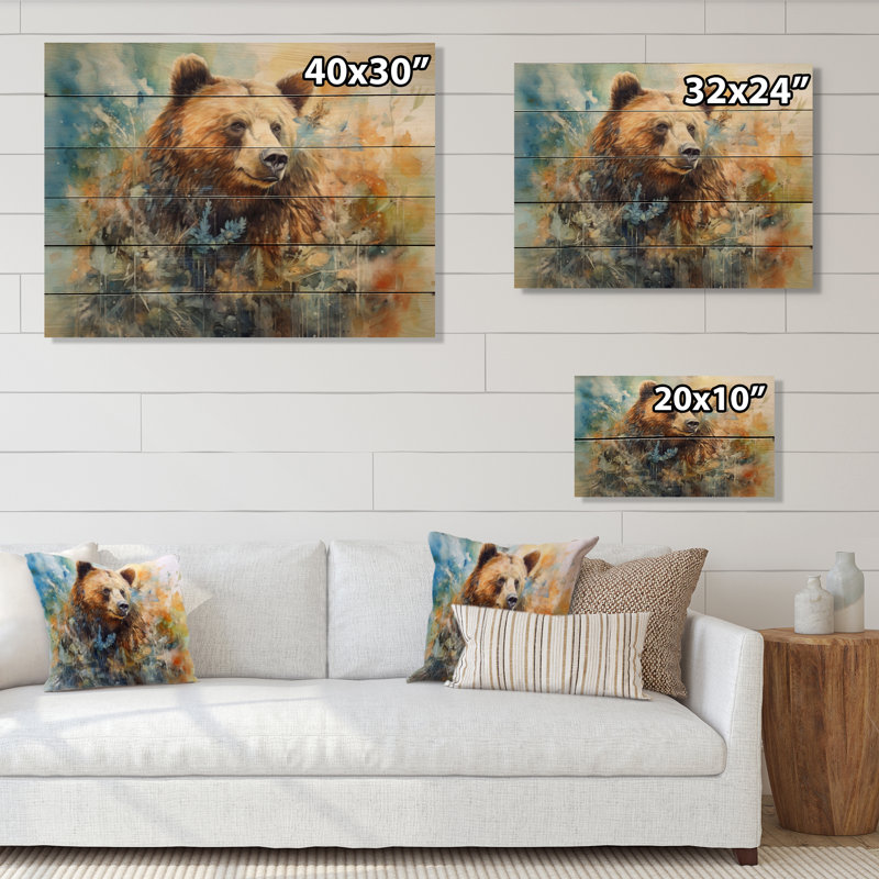 Braniya Majestic Grizzly II sur bois, H 10 po x l 20 po x P 0,78 po