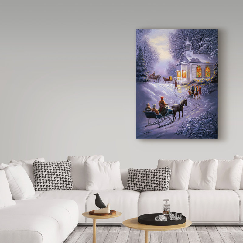 Ferhart «Sleigh Church», reproduction de peinture acrylique sur toile tendue, H 47 po x l 35 po