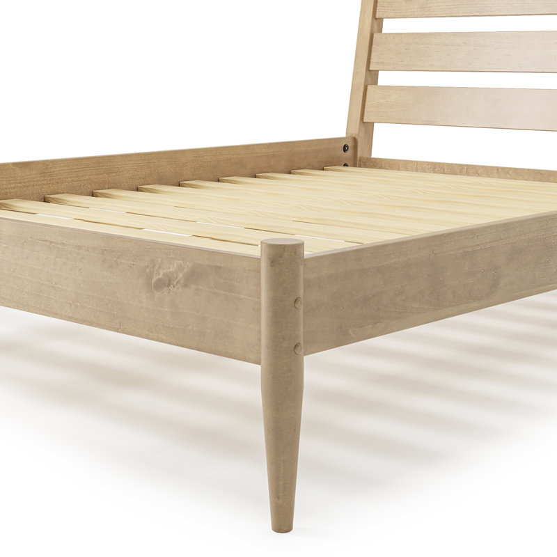 Grand lit en bois massif Ashlie, Chêne clair
