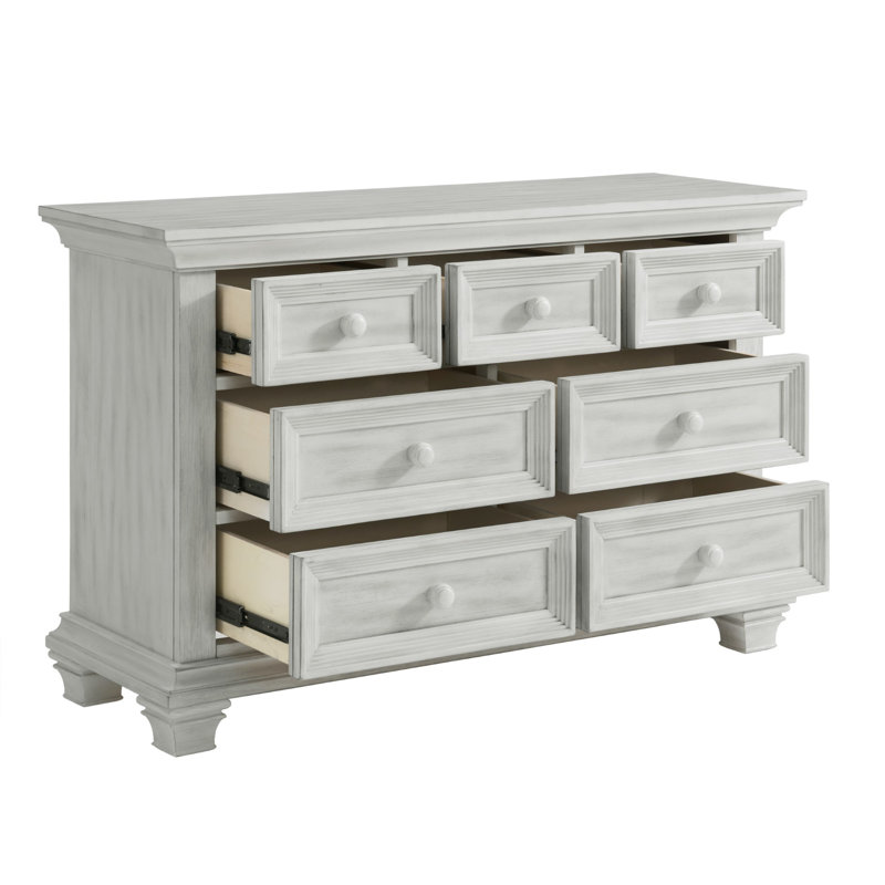 Commode 7 tiroirs Weston, Blanc rétro