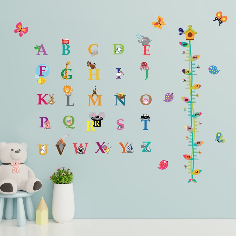Alphabet and Butterfly Height Chart Kids Wall Sticker