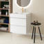 Meuble-lavabo simple extensible 24 po avec plateau en résine blanche