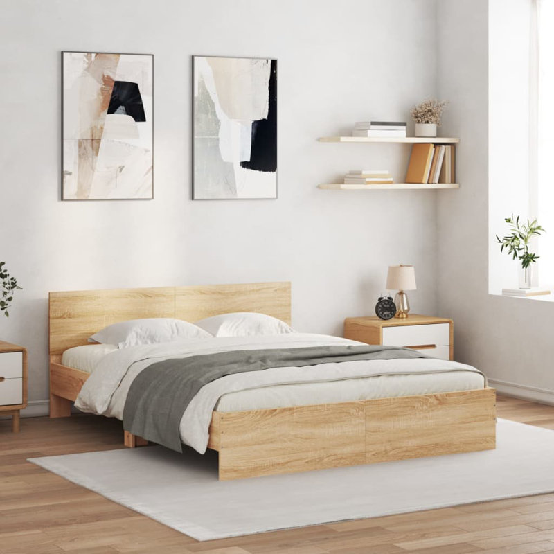 Nobue Bed Frame, Double ( 140 x 190 cm), Sonoma Oak