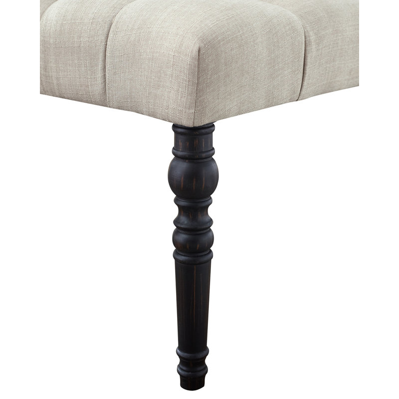 Banc de salle à manger capitonné en tissu Leviton, Noir, Brun clair