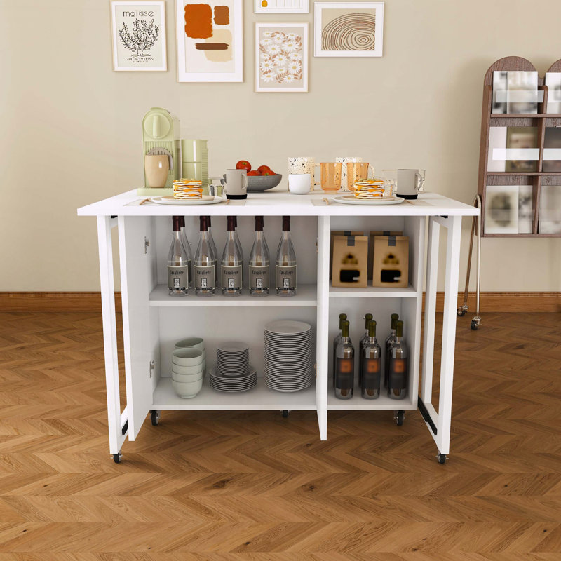 Table d'appoint pliable 3 en 1 avec 4 tablettes de rangement, table de salle à manger extensible de 41 pouces