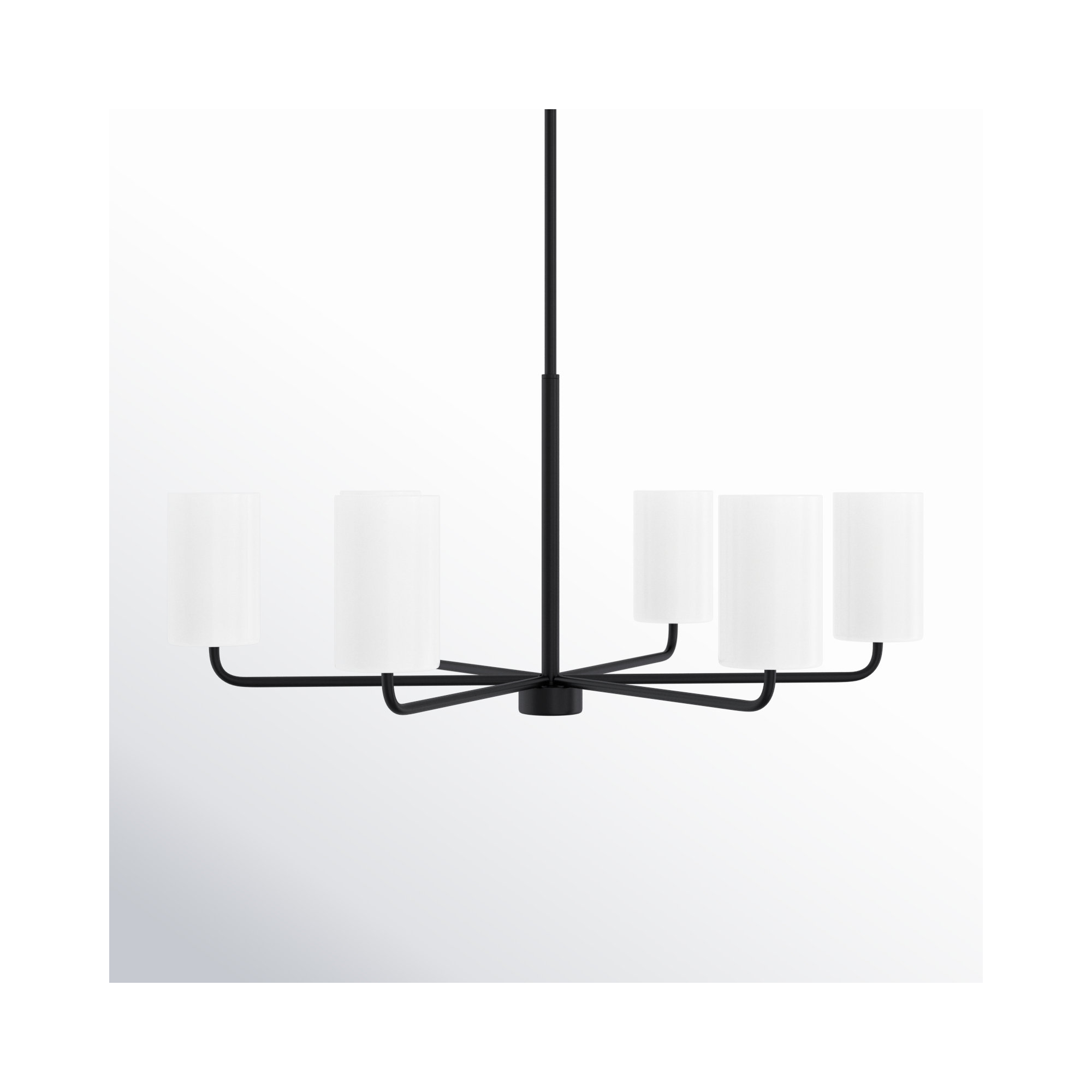 6 - Light Metal Dimmable Shaded / Spider Chandelier, Matte Black, No