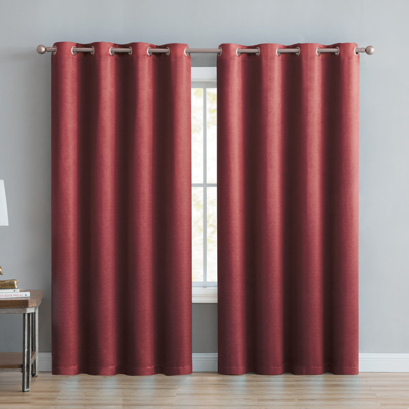 Red Polyester Blackout Grommet Window Curtain Panel, 52" x 84"