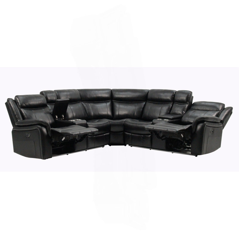 JUPITER BLACK LEATHER SECTIONAL