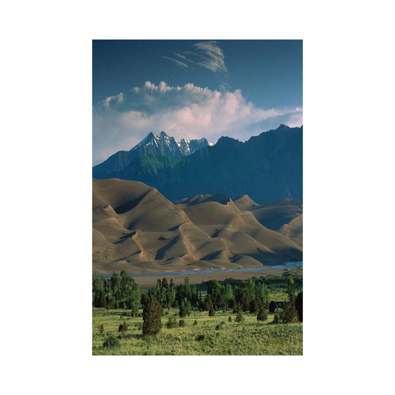 750' Sand Dunes Rise Against The Sangre De Cristo Mountains by Tim Fitzharris - Wrapped Canvas Print