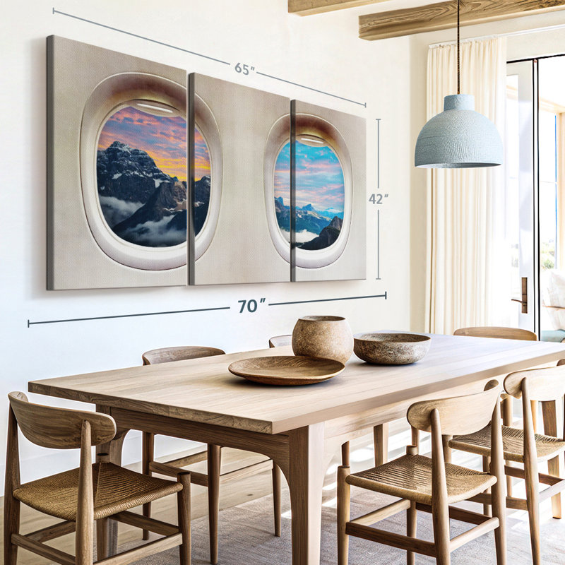 «Impression sur toile de fenêtres de l'avion de Transcacental» sur véhicule, H 42 po x l 65 po x P 1,25 po