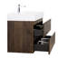 Floating Bathroom Vanity - 36" Walnut, One White Sink Basin, Pre-Assembled, Large Storage With Storage, Silent Smooth, No Handle, Contemporary-1778742548