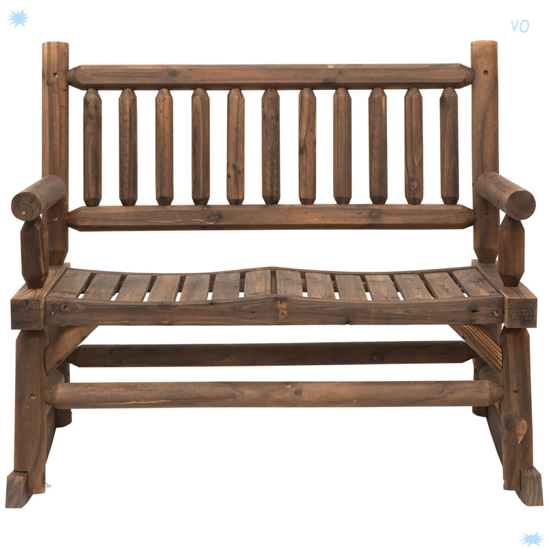 Chaise berçante en bois pour 2 personnes, Brun