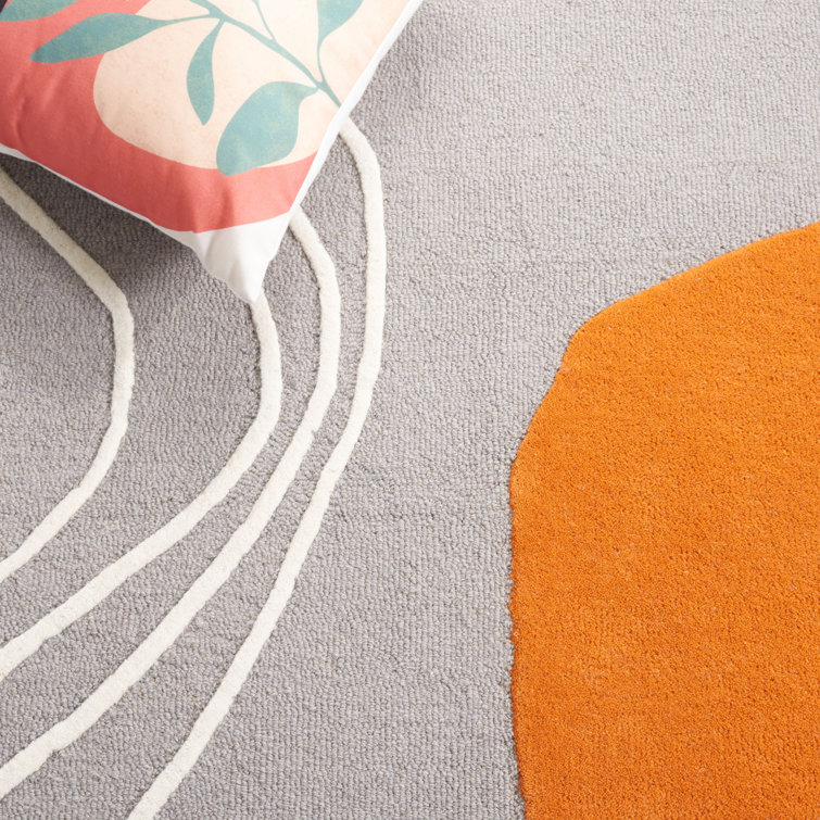 Tan Felt Rug with Brown and Orange Shapes with Orange or Grey Trim – AIDAI  design